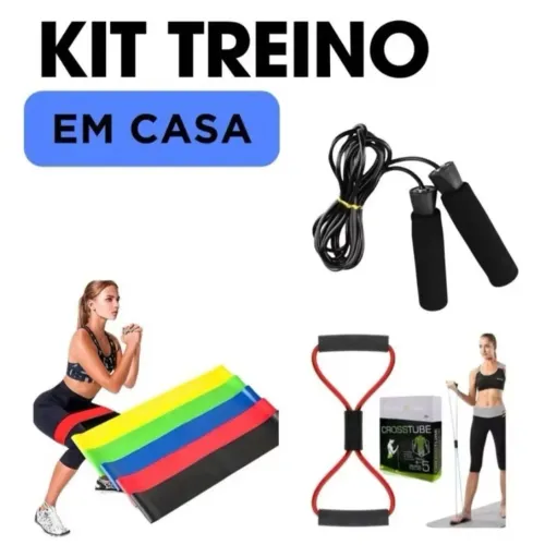Kit Completo de Treino em Casa - Elásticos, Cross Tube, Corda e Faixas