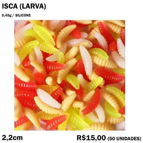 Isca Larvas de Silicone - 50 Unidades