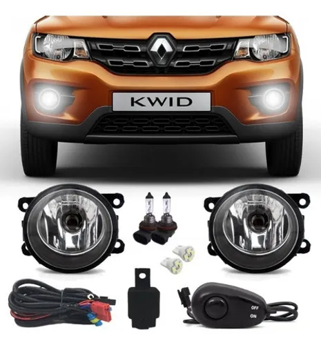 Kit Farol Milha Renault Kwid - Botão Alternativo Com Molduras
