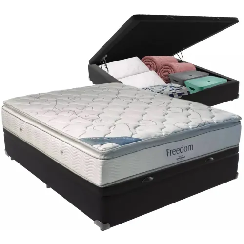 Colchão Casal D33 Freedom + Base Box Baú Blindado tt443