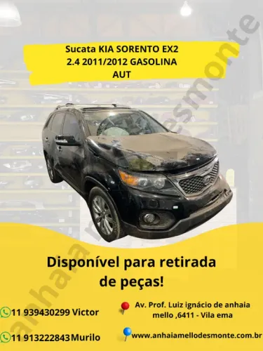 Sucata KIA SORENTO EX2 2.4 2011/2012 GASOLINA AUT