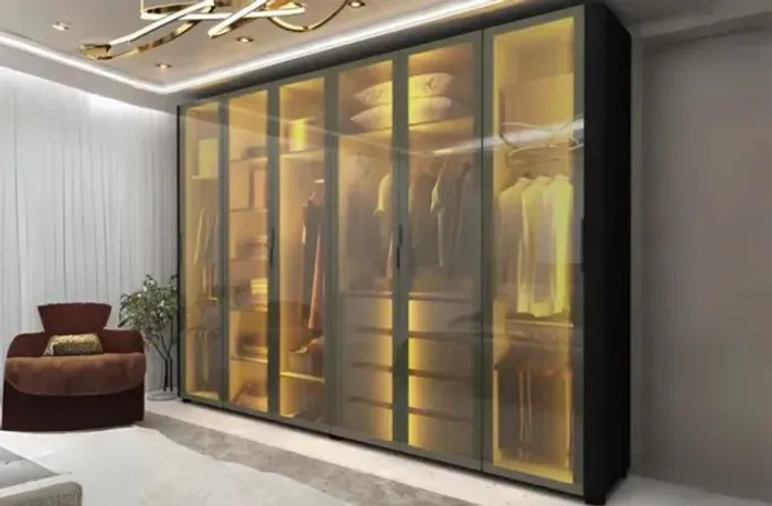 Guarda Roupa Casal Vidro Reflecta e LED 100%MDF r43