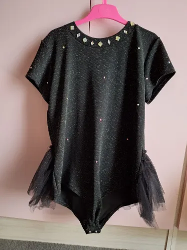 Fantasia infantil / figurino patinação collant preto com tule