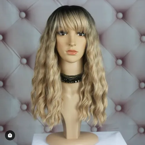 Peruca Wig Loira com Franja Deluxe