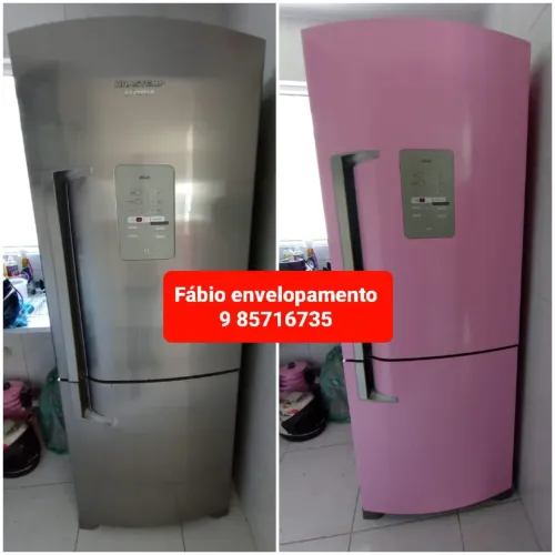 Serviço de envelopamento em geladeira profissional 