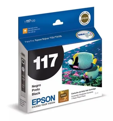 Cartucho Tinta cor Preto Original modelo 117 para Impressora Epson TX105 - NOVO