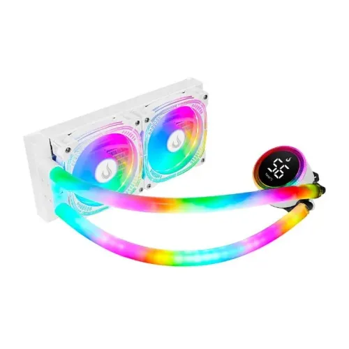 Water Cooler Rise Mode Aura Ice White 240mm Display LCD Led ARGB Intel/AMD - WZetta