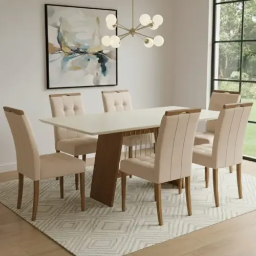 *Mesa Damiana BA56 1,60 cm 6 Cadeiras Pronta Entrega.