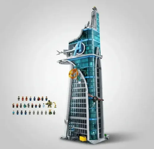 BLOCOS DE MONTAR TORRE DOS VINGADORES COM 5201 PEÇAS + 30 FIGURES MODELO 76269 MARCA MEGA 