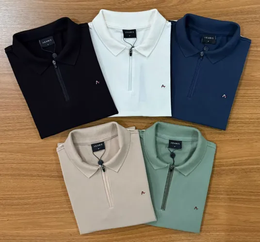 Camisa gola polo com zíper 
