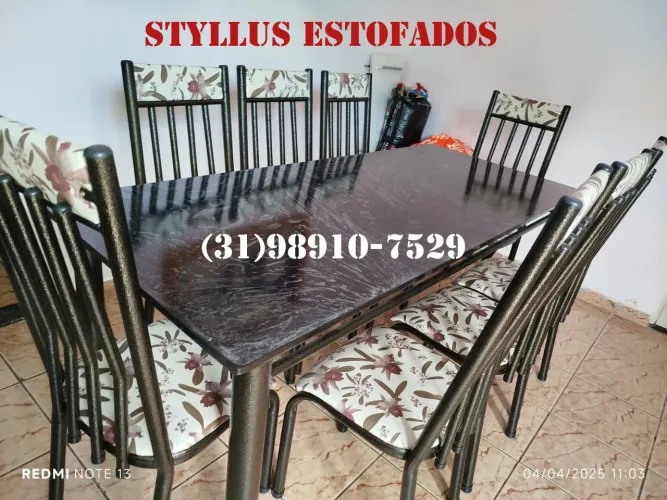 Mesa de Jantar 8 Cadeiras - Estofadas