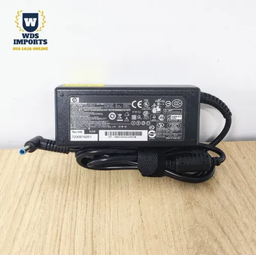 Fonte Carregador Compatível Notebook HP Pino Azul 65W 19V 3,33A 