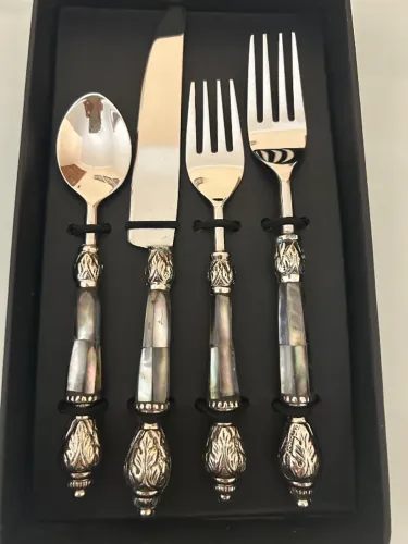 Faqueiro Novo Inox 8 Peças Preto Marmorizado
