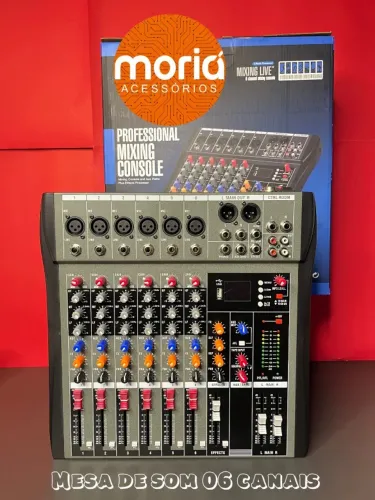 Mesa de som 6 canais/Mixer de áudio profissional,Mix, placa de som com Bluetooth