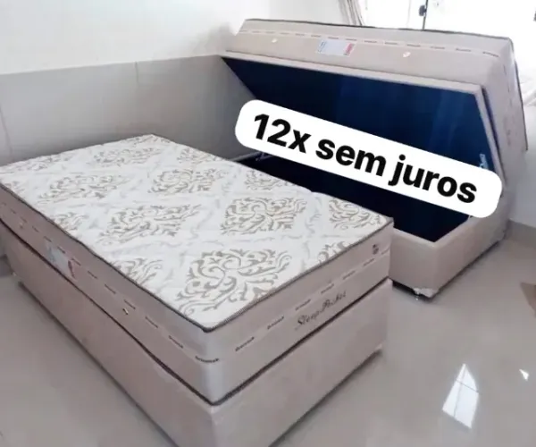 Cama box colchão molas e base novo
