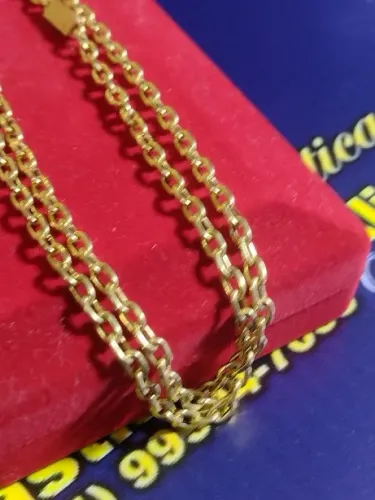 *Cordão Novo Cadeado Peso 15.50 Gramas 65 Cm 4.4 mm Oco 