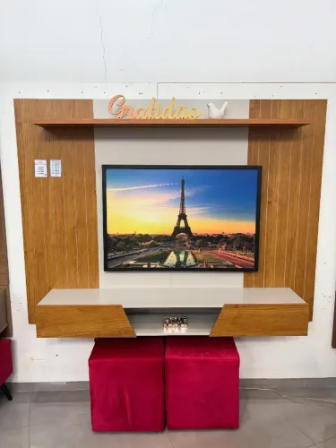 Transforme sua Sala com o Painel Home Santiago p/ TV até 70? - 2 Portas e Preço Promociona