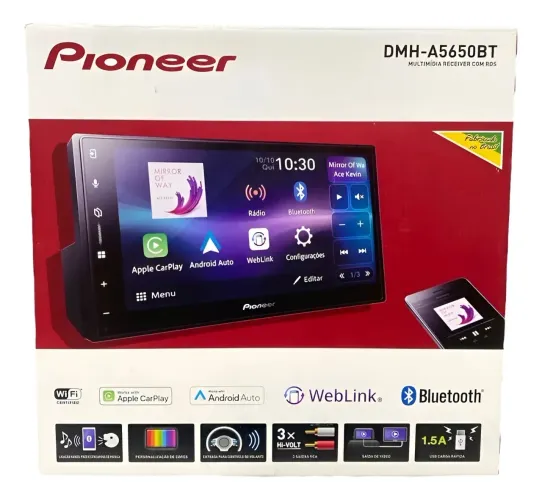 Multimídia 6,8 Pol Pioneer Dmh-a5650bt Car Play Android Auto