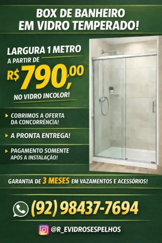 BOX DE BANHEIRO NA PROMOÇÃO 