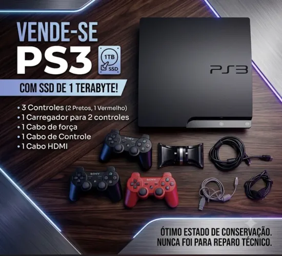 PS 3 com SSD 1 Terabytes