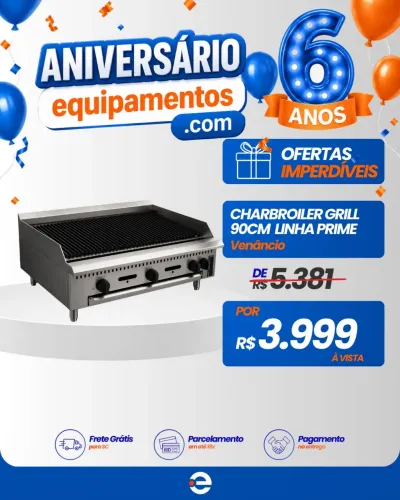 Chair broiler grill a gás 0,90cm novo com garantia 