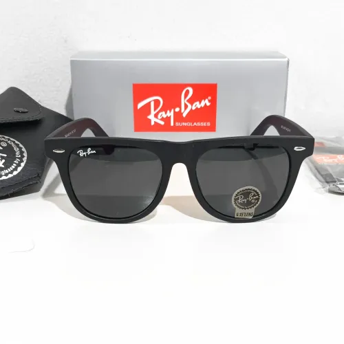 Óculos de sol ray-ban Wayfarer preto fosco grande novo