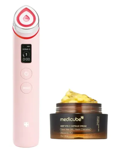 Kit Medicube - Booster PRO 6 em 1 rosa+ Creme encapsulado vita c