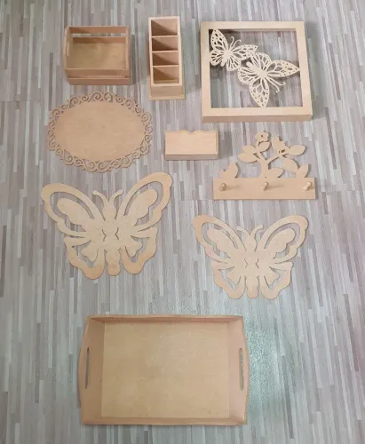 Kit com 9 Peças MDF para Artesanato 