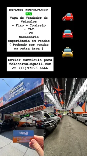 ESTAMOS CONTRATANDO PARA VAGA DE VENDEDOR DE VEÍCULOS!!