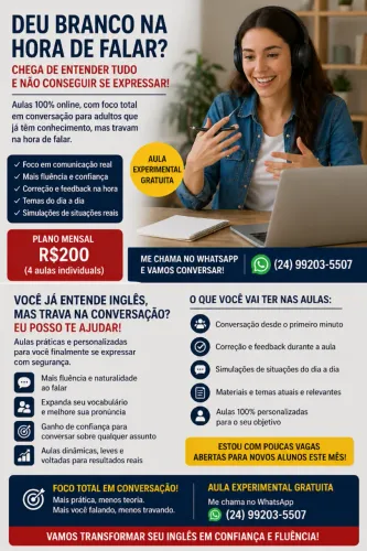 Travou no Inglês? Aula de conversação para adultos!
