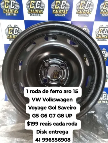 Roda de ferro aro 15 golf gol Saveiro Voyage Patati Santana Passat 4 furos
