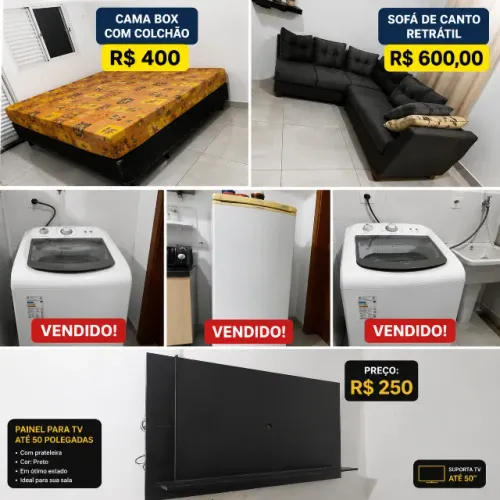 CAMA + COLCHÇÃO + SOFA + SUPORTE TV 50'
