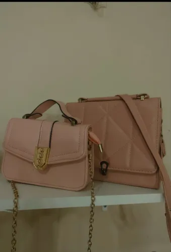 Kit 2 Bolsas Femininas Rosa Nude Elegantes - Bonita, Casual e Social