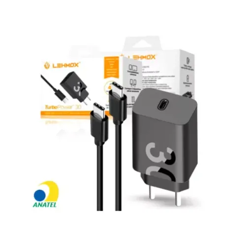 Carregador De Celular Turbo 30W Type-c Pd Com Cabo 1 Metro Lehmox (Entrego)