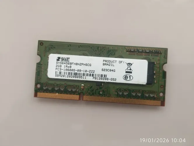 Memória Ram Para Notebook  2gb. 1Rx8. Pc3 - 10600s-9-10-ZZZ A SMART - USADO FUNCIONANDO