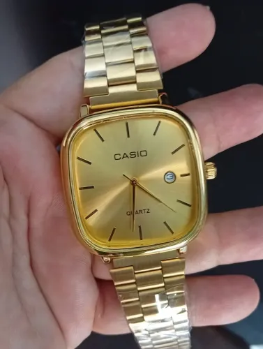 Relógio Casio unissex em aço inoxidável folheado a prova dágua 