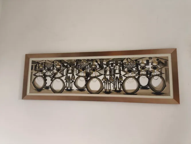 Tela 1,40 x 0,45 que retrata uma festa de baianas feita pelo artista bahiano Ray Bahia