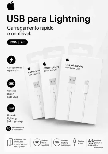 Carregador de iPhone USB- Lightning 2 metros