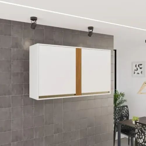 Armario Aéreo de Cozinha Perola 2Pts Branco.Cinamomo Salleto - Entrega Rápida!