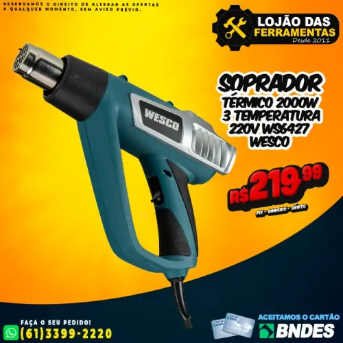 Soprador Térmico 2000W 3 Temperatura 220V WS6427 Wesco