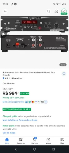 Vende se receiver novo usado apenas Dois dias