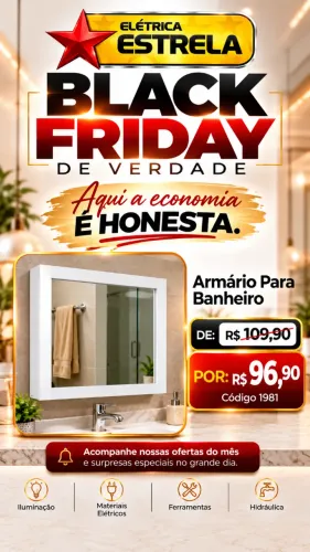 ARMÁRIO PARA BANHEIRO COM ESPELHO BRANCO - BLACK FRIDAY