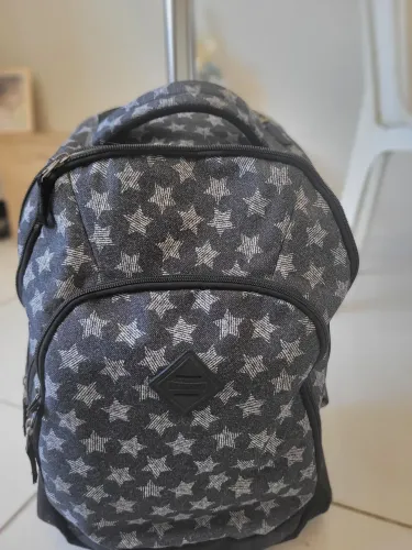 Mochila escolar infantil com rodinhas - Sestini 2 compart. Rolling Estrelas 28 litros