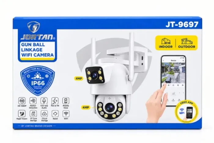 Dupla lente Câmera com duas lentes para ampliar a cobertura de monitoramento. Conexão Wi