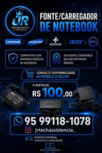 Fonte / carregador notebook varios modelos e marcas, a partir de 100,00