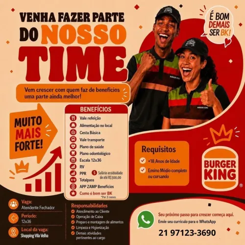 Vaga de emprego ( Diversos Benefícios)