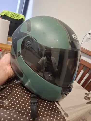 Capacete Viseira Fume Peels tamanho 60 verde fosco militar