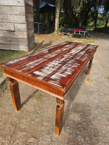 Mesa rustica demolição peroba rosa