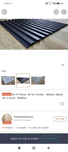 KIT 18 PLACAS RIPADAS 3D PRETAS DE PVC POR APENAS R$103,50