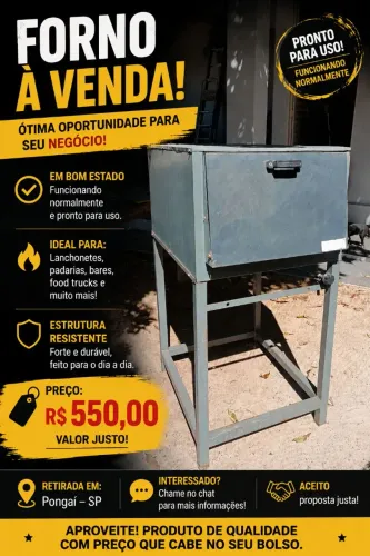 ? Forno Industrial a Gás com Suporte - Excelente Oportunidade